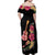 Ukulele mix Polynesian Flower Family Matching Off Shoulder Maxi Dress and Hawaiian Shirt Hawaiian Tribal Pattern