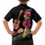 Ukulele mix Polynesian Flower Family Matching Off Shoulder Short Dress and Hawaiian Shirt Hawaiian Tribal Pattern