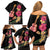 Ukulele mix Polynesian Flower Family Matching Off Shoulder Short Dress and Hawaiian Shirt Hawaiian Tribal Pattern