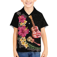 Ukulele mix Polynesian Flower Family Matching Tank Maxi Dress and Hawaiian Shirt Hawaiian Tribal Pattern