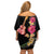 Ukulele mix Polynesian Flower Off Shoulder Short Dress Hawaiian Tribal Pattern