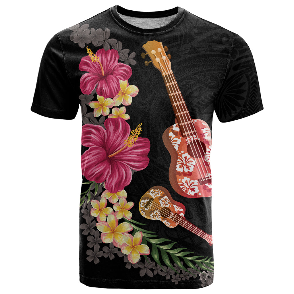 Ukulele mix Polynesian Flower T Shirt Hawaiian Tribal Pattern