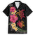 Hawaiian Flower and Tribal Turtle Family Matching Long Sleeve Bodycon Dress and Hawaiian Shirt Colorful Style