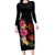 Hawaiian Flower and Tribal Turtle Family Matching Long Sleeve Bodycon Dress and Hawaiian Shirt Colorful Style