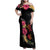 Hawaiian Flower and Tribal Turtle Family Matching Off Shoulder Maxi Dress and Hawaiian Shirt Colorful Style