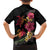 Hawaiian Flower and Tribal Turtle Family Matching Off Shoulder Short Dress and Hawaiian Shirt Colorful Style