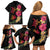 Hawaiian Flower and Tribal Turtle Family Matching Off Shoulder Short Dress and Hawaiian Shirt Colorful Style