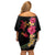 Hawaiian Flower and Tribal Turtle Family Matching Off Shoulder Short Dress and Hawaiian Shirt Colorful Style