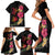 Hawaiian Flower and Tribal Turtle Family Matching Short Sleeve Bodycon Dress and Hawaiian Shirt Colorful Style