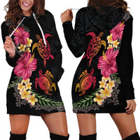 Hawaiian Flower and Tribal Turtle Hoodie Dress Colorful Style LT03 - Polynesian Pride