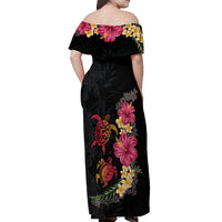 Hawaiian Flower and Tribal Turtle Off Shoulder Maxi Dress Colorful Style LT03 - Polynesian Pride