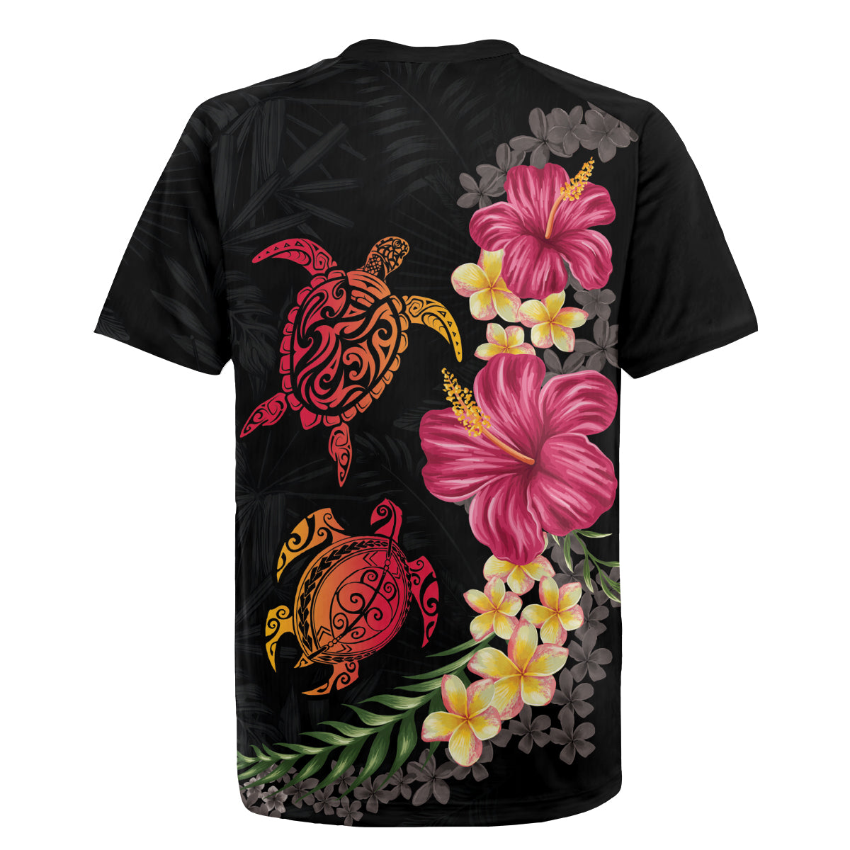 Hawaiian Flower and Tribal Turtle Rugby Jersey Colorful Style