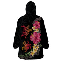 Hawaiian Flower and Tribal Turtle Wearable Blanket Hoodie Colorful Style LT03 - Polynesian Pride