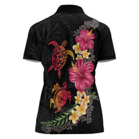Hawaiian Flower and Tribal Turtle Women Polo Shirt Colorful Style