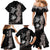 Hawaiian Flower and Tribal Turtle Family Matching Mermaid Dress and Hawaiian Shirt Grayscale Mode