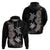 Hawaiian Flower and Tribal Turtle Hoodie Grayscale Mode