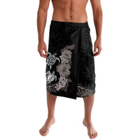 Hawaiian Flower and Tribal Turtle Lavalava Grayscale Mode LT03 Black - Polynesian Pride