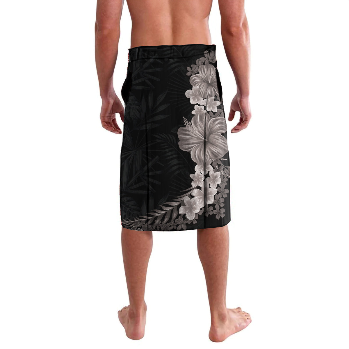 Hawaiian Flower and Tribal Turtle Lavalava Grayscale Mode LT03 - Polynesian Pride