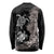 Hawaiian Flower and Tribal Turtle Long Sleeve Shirt Grayscale Mode