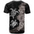 Hawaiian Flower and Tribal Turtle T Shirt Grayscale Mode