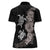 Hawaiian Flower and Tribal Turtle Women Polo Shirt Grayscale Mode