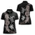 Hawaiian Flower and Tribal Turtle Women Polo Shirt Grayscale Mode