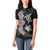 Hawaiian Flower and Tribal Turtle Women Polo Shirt Grayscale Mode