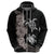 Hawaiian Flower and Tribal Turtle Zip Hoodie Grayscale Mode