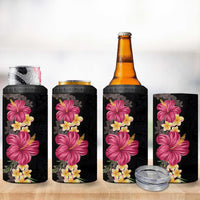 Hawaiian Plumeria and Hibiscus 4 in 1 Can Cooler Tumbler Colorful Style