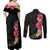 Hawaiian Plumeria and Hibiscus Couples Matching Off Shoulder Maxi Dress and Long Sleeve Button Shirt Colorful Style