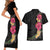 Hawaiian Plumeria and Hibiscus Couples Matching Short Sleeve Bodycon Dress and Hawaiian Shirt Colorful Style