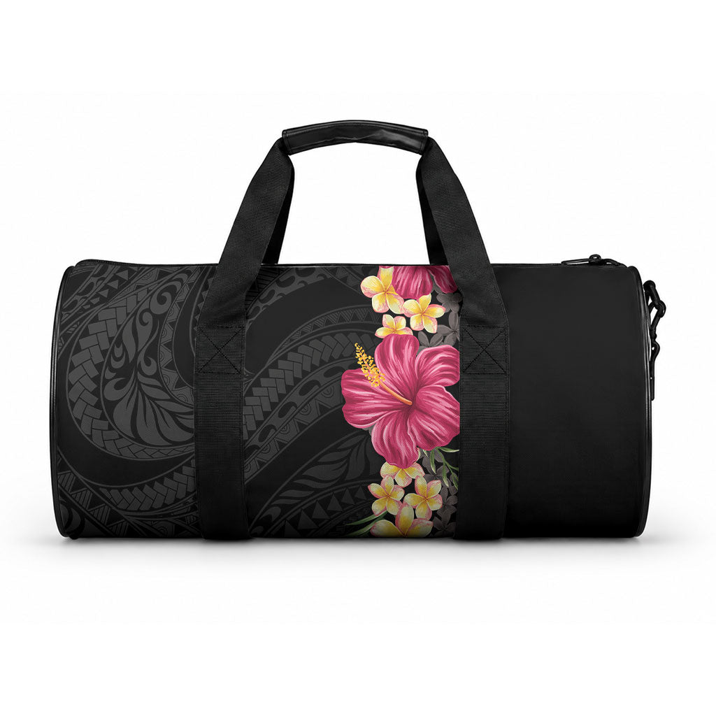 Hawaiian Plumeria and Hibiscus Duffle Bag LT03 One size Black - Polynesian Pride
