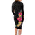 Hawaiian Plumeria and Hibiscus Family Matching Long Sleeve Bodycon Dress and Hawaiian Shirt Colorful Style