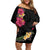 Hawaiian Plumeria and Hibiscus Family Matching Off Shoulder Short Dress and Hawaiian Shirt Colorful Style