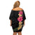 Hawaiian Plumeria and Hibiscus Family Matching Off Shoulder Short Dress and Hawaiian Shirt Colorful Style