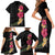 Hawaiian Plumeria and Hibiscus Family Matching Short Sleeve Bodycon Dress and Hawaiian Shirt Colorful Style