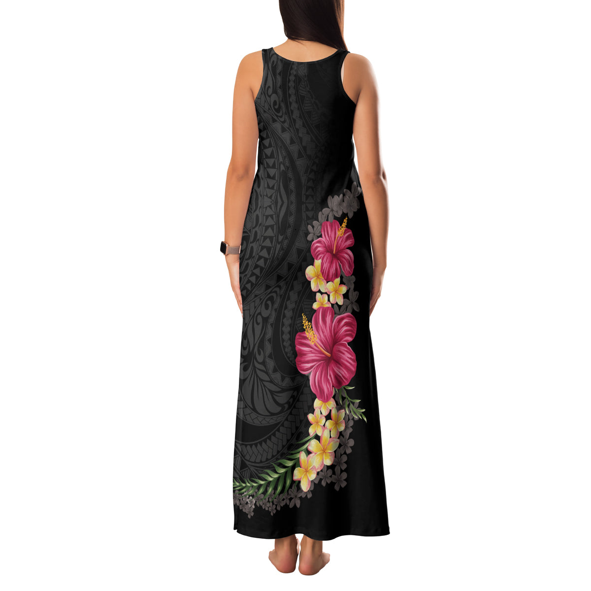 Hawaiian Plumeria and Hibiscus Family Matching Tank Maxi Dress and Hawaiian Shirt Colorful Style