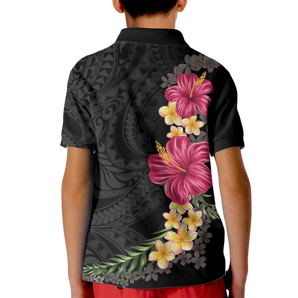 Hawaiian Plumeria and Hibiscus Kid Polo Shirt Colorful Style