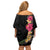 Hawaiian Plumeria and Hibiscus Off Shoulder Short Dress Colorful Style