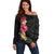 Hawaiian Plumeria and Hibiscus Off Shoulder Sweater Colorful Style