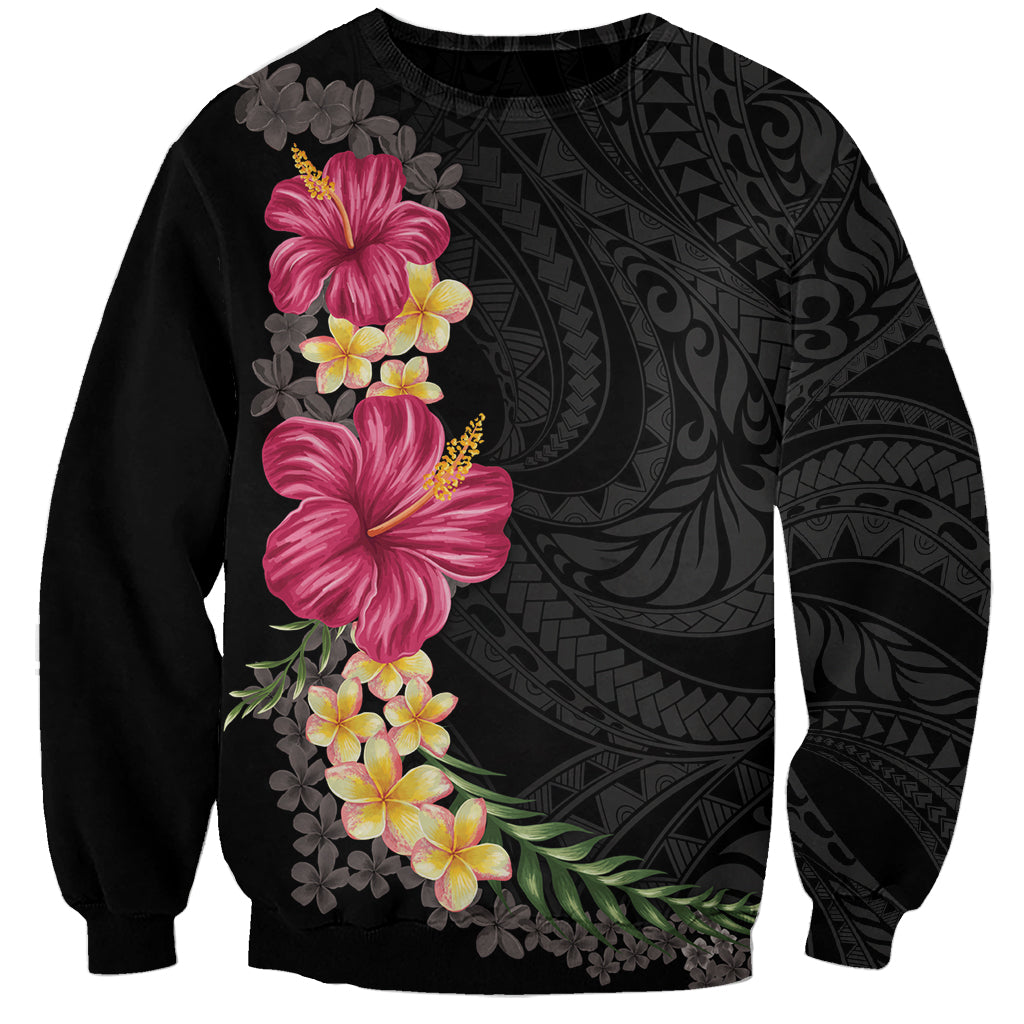 Hawaiian Plumeria and Hibiscus Sweatshirt Colorful Style