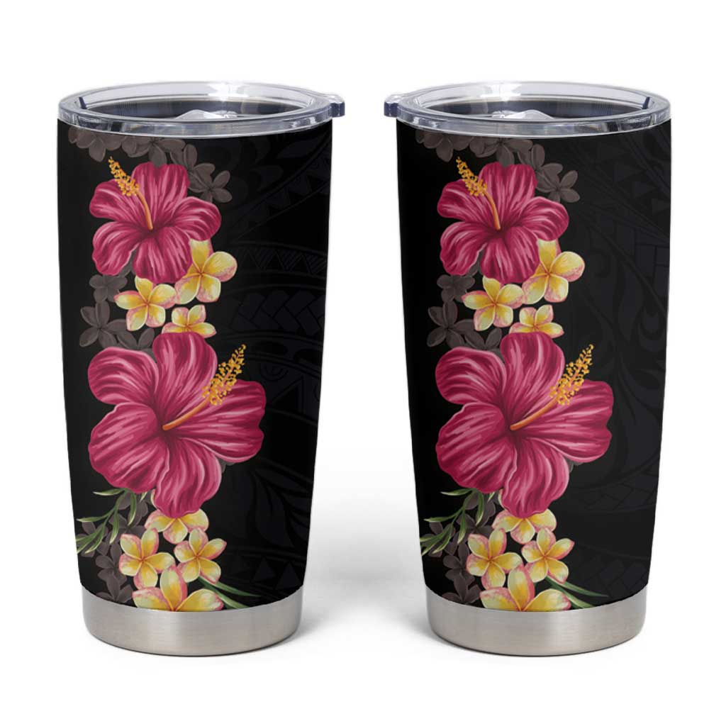 Hawaiian Plumeria and Hibiscus Tumbler Cup Colorful Style