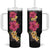 Hawaiian Plumeria and Hibiscus Tumbler With Handle Colorful Style
