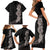 Hawaiian Plumeria and Hibiscus Family Matching Short Sleeve Bodycon Dress and Hawaiian Shirt Grayscale Mode