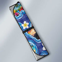 Hawaiian Island Shapes-Iconic Landscape Auto Sun Shade with Plumeria and Palaka Blue Color LT03 - Polynesian Pride
