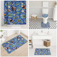 Hawaiian Island Shapes-Iconic Landscape Bathroom Set with Plumeria and Palaka Blue Color LT03 - Polynesian Pride