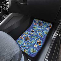 Hawaiian Island Shapes-Iconic Landscape Car Mats with Plumeria and Palaka Blue Color LT03 - Polynesian Pride