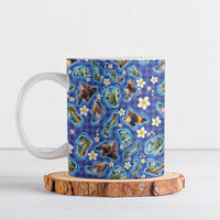 Hawaiian Island Shapes-Iconic Landscape Ceramic Mug with Plumeria and Palaka Blue Color LT03 Blue - Polynesian Pride