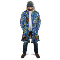 Hawaiian Island Shapes-Iconic Landscape Cloak with Plumeria and Palaka Blue Color LT03 - Polynesian Pride
