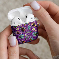 Hawaiian Island Shapes-Iconic Landscape AirPods Case with Plumeria and Palaka Purple Color